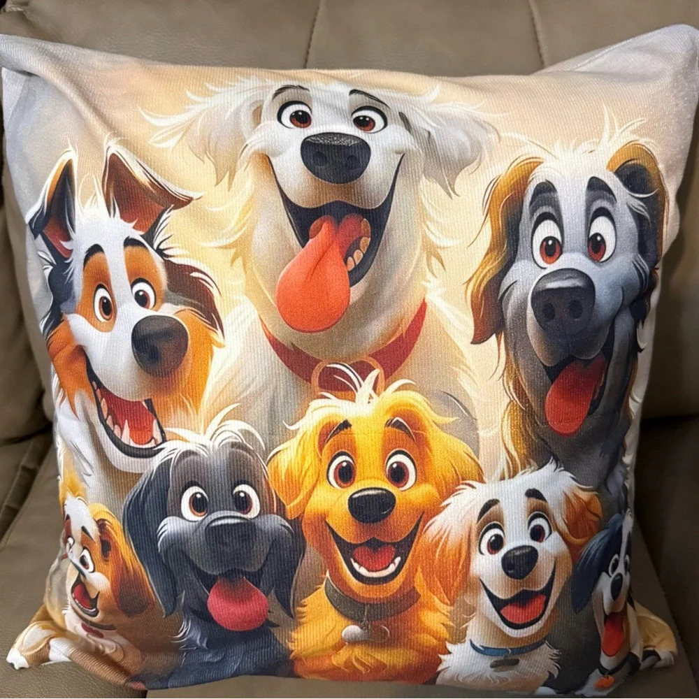 Colorful Dog Print Pillow for Pets